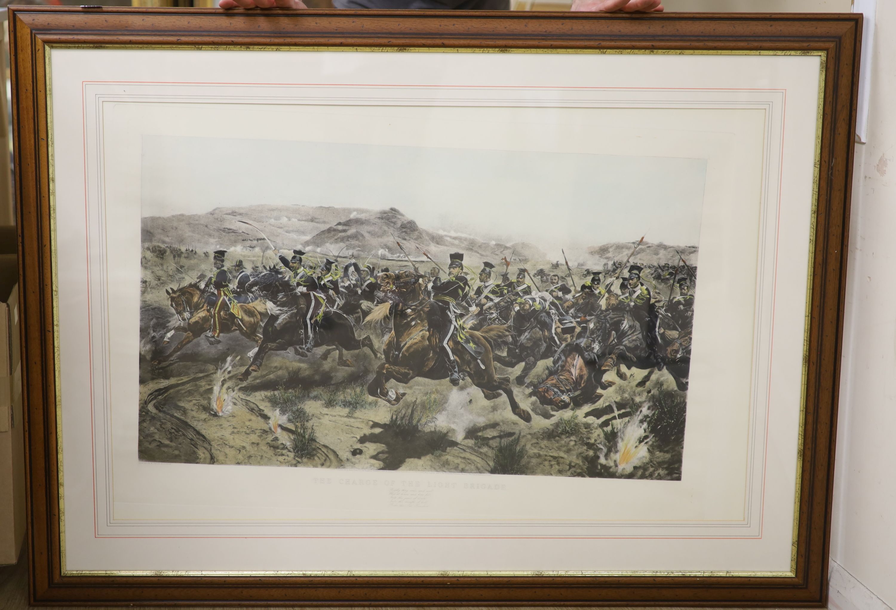 After R. Caton Woodville, photolithograph, 'The Charge of the Light Brigade', overall 62 x 94cm